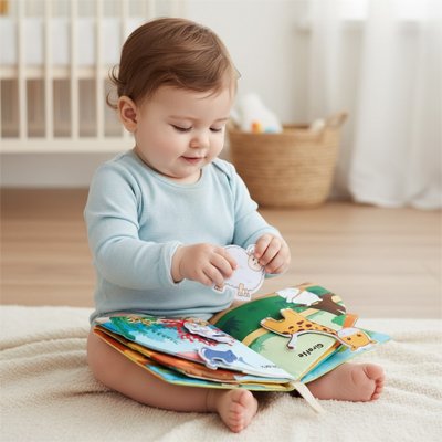 livre bebe en tissu tactile
