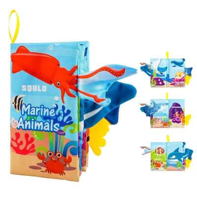 livre bebe en tissus animaux marins