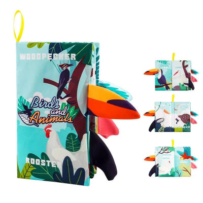 livre bebe en tissus oiseaux animaux