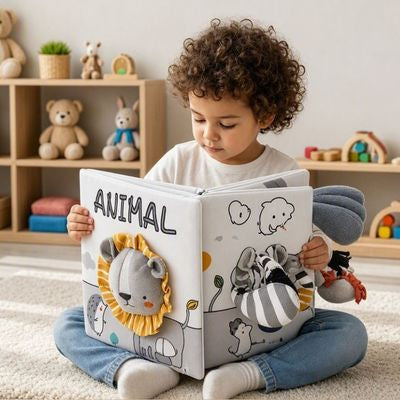 livre educatif en tissu animalier