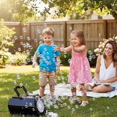 machine a bulles design portable avec poignee