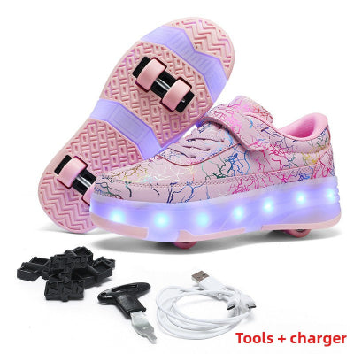 Patins à roulettes fille | Roues lumineuses LED réglables