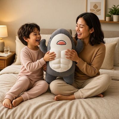 Peluche requin musclé | douceur stable
