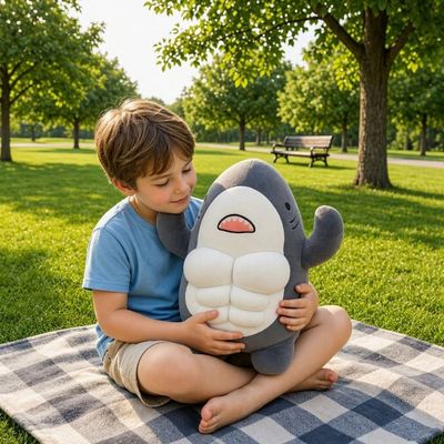 peluche requin muscle ludique