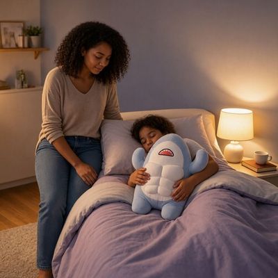Peluche requin musclé | douceur stable