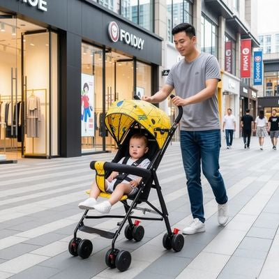 poussette bebe pliable jaune colore