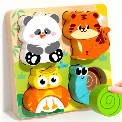 puzzle bois 3d panda tigre hibou escargot
