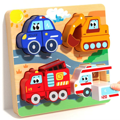 puzzle bois 3d voiture de police camion de pompiers ambulance