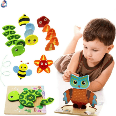 Puzzle en bois 3D ANIMAUX™ - bebemam.com