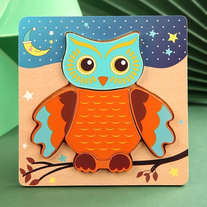 puzzle en bois 3d animaux hibou