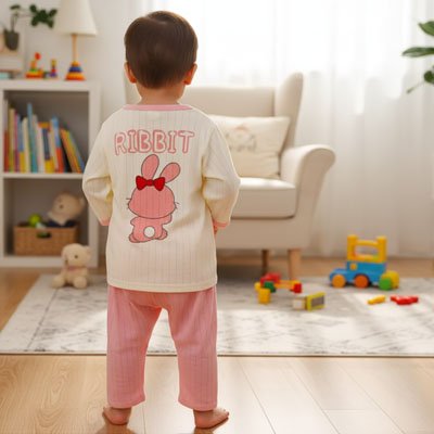 pyjama bebe motifs rabbit applique