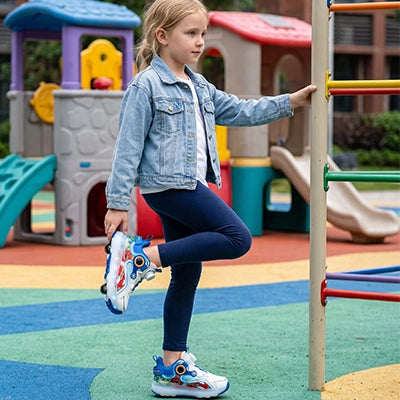 roller enfant bleu blanc