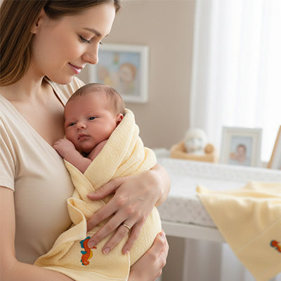 serviette de bain bebe broderie decorative