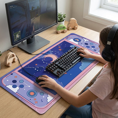 sous main bureau enfant bleu
