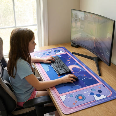 sous main bureau enfant rose clair