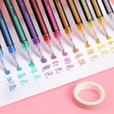 Stylos à gel | Métalliques Pailletés 12 Couleurs