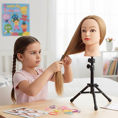 tete a coiffer support avec trepied reglable