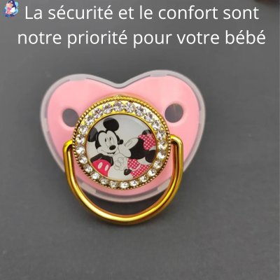 Tétine bébé personnalisée rose MICKEY - bebemam.com