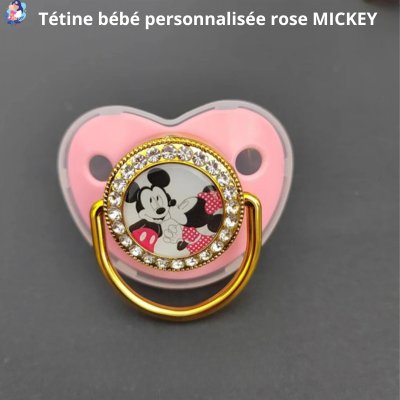Tétine bébé personnalisée rose MICKEY - bebemam.com