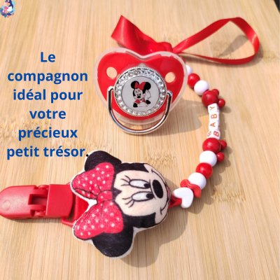 Tétine pour bébé rouge MINNIE MOUSE - bebemam.com