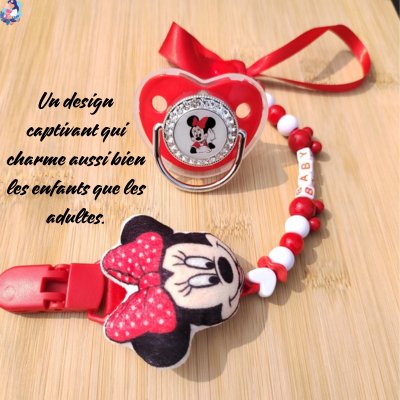 Tétine pour bébé rouge MINNIE MOUSE - bebemam.com