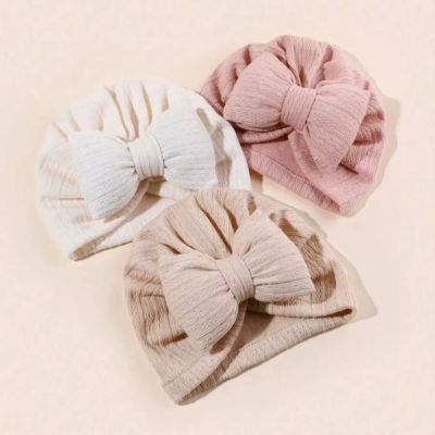 turban bebe fille rose poudre blanc beige