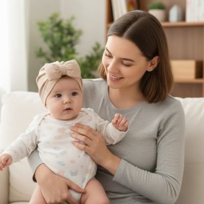 turban bebe fille systeme sans couture 