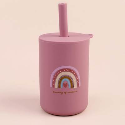 verre bebe anti fuite silicone rose