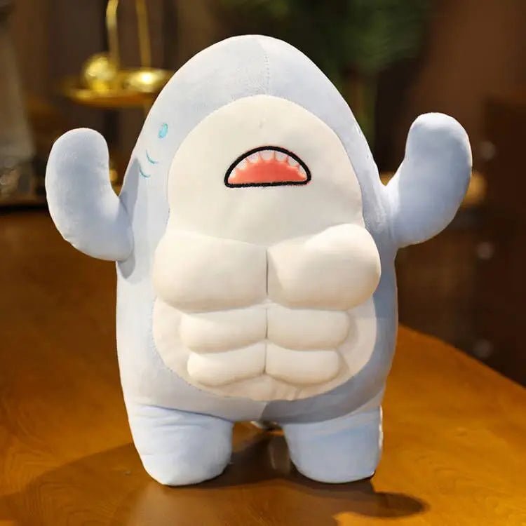peluche requin muscle todd momy bleu