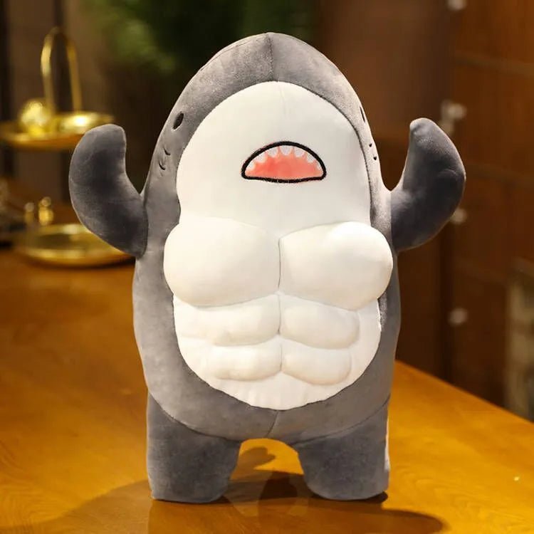 peluche requin muscle todd momy gris
